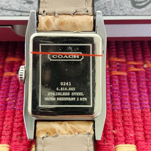 COACH (0241) Swiss Quartz Women's Stainless Tank Watch~Original Crocodile Band - Picture 11 of 14